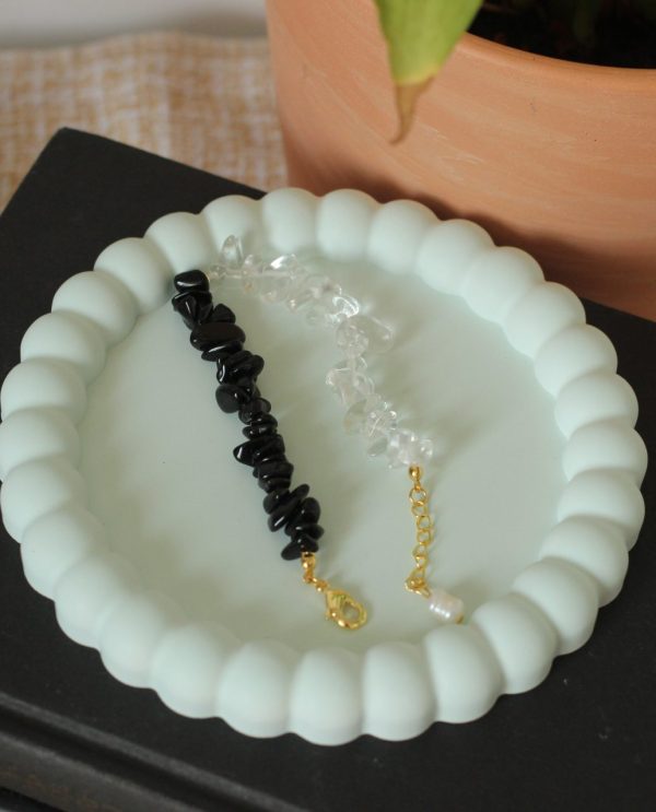 Schwarz & Weiß Armband / Ohrringe "Hugging Balance" – Bild 11