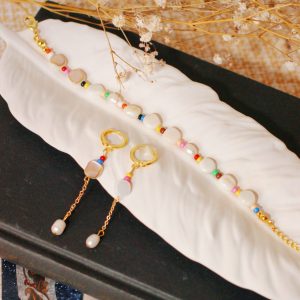 Muschel & Süßwasserpearl Armband / Ohrringe "Summer"