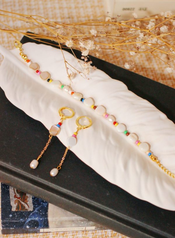 Muschel & Süßwasserpearl Armband / Ohrringe "Summer"